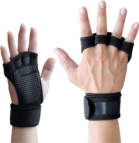 MJ Sports Premium Grip Gloves Size M (2 Stuks) - Fitness Handschoenen Set Maat M - Griphandschoenen Zwart Heren & Dames - Krachttraining - Crossfit - Compound - Barbells - Dumbbells - Sport Handschoenen - Wrist Wraps - Powerlifting