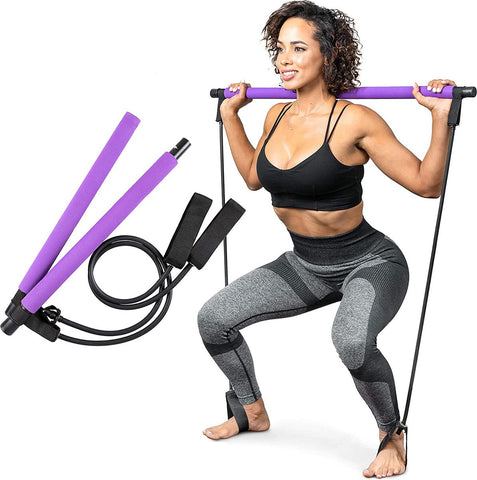 MJ Sports Premium Pilates Sticks - Professionele Fitness Bar - Pilates Stick - Yoga Stok - Pilates Set - Weerstandsband - Full Body Workout - Thuis Gym - Sport Elastiek - Home Trainer - Gymstick - Squat