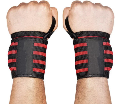 MJ Sports Premium Wrist Wraps Set 2 Stuks Rood - Fitness Polsbanden - Versteviging & Versterking Sport - Bandage - Steun - Support - Deadlift - Bankdrukken - Crossfit - Calisthenics - Bodybuilding - Powerlifting - Krachttraining - Straps - Polsbrace