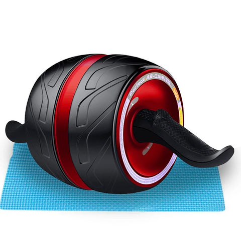 MJ Sports Premium Ab Wheel Rood Inclusief Mat en Instructie - Buikspiertrainer - Wiel voor Buikspieren - Rollout - Roller voor Abs - Trainingswiel - Buikspierapparaat - Fitness - Workout - Core Wheels - Oefeningen - Abdominal - Carver