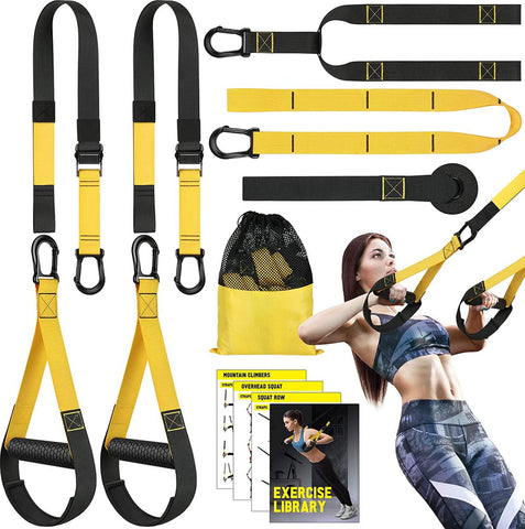 MJ Sports Premium TRX P3 Pro Suspension Trainer Set Inclusief Weerstandsbanden met Handvatten & Draagtas - Resistance Training - Full Body Workout - Fitness - Strap Handles - Krachttraining - Home Gym - Deurbevestiging