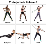 MJ Sports Premium Resistance Band Set - Fitness Elastiek - Weerstandsbanden - Strap Handles - Ankle Straps - Home Workout - Fitness - Set van 12 - Inclusief Draagtas & Handleiding