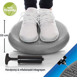 MJ Sports Premium Balanskussen Grijs Inclusief Pomp - Wiebelkussen 34 cm met Senso Nopjes voor Extra Comfort - Balance Pad - Ergonomisch Zitten - Bevorderd Rugklachten - Balkussen - Trainingskussen - Balans