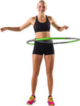 MJ Sports Premium Afneembare Hoelahoep Groen/Grijs - Hula Ring - Waist Trainer - Weighted Hoop - Sport Hoepelen - Fitness - Afvallen - Buikspieren - Heupen - Gewicht Toevoegen - Verstelbaar - Balans - Gewrichten