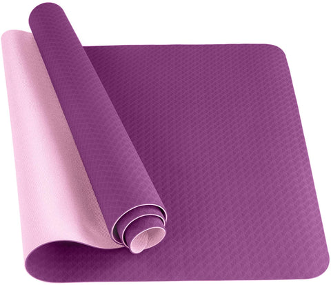 MJ Sports Premium TPE Fitness Yoga Mat Paars - Multifunctionele Pilates Mat - Anti Slip Sport Mat - Yogamat - 6mm Extra Dik - Oefeningen - Planken - Core - Stretchen - Sit-ups - Thuis Gym