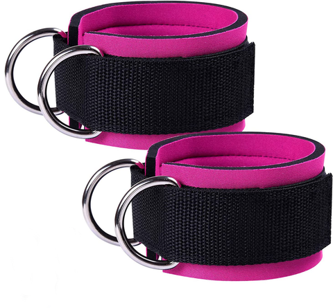 MJ Sports Premium Ankle Straps Inclusief 2 Karabijnhaken - Enkelband - Ankle Cuff Strap - Kabelmachine - Fitness - 2 Stuks - Roze