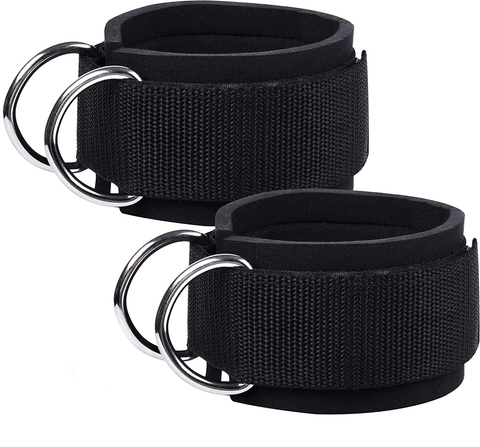 MJ Sports Premium Ankle Straps Inclusief 2 Karabijnhaken - Enkelband - Ankle Cuff Strap - Kabelmachine - Fitness - 2 Stuks - Zwart