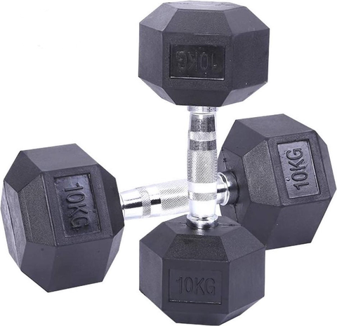 MJ Sports Premium Hexa Dumbbell Set 2 x 10 KG - Dumbbells 20 KG Totaal - Professionele gewichten - Halterset - Gietijzer & Rubber