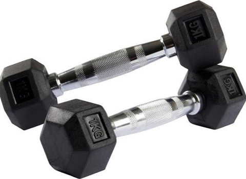  MJ Sports Premium Hexa Dumbbell Set 2 x 1 KG - Dumbbells 2 KG Totaal - Professionele gewichten - Halterset - Gietijzer & Rubber